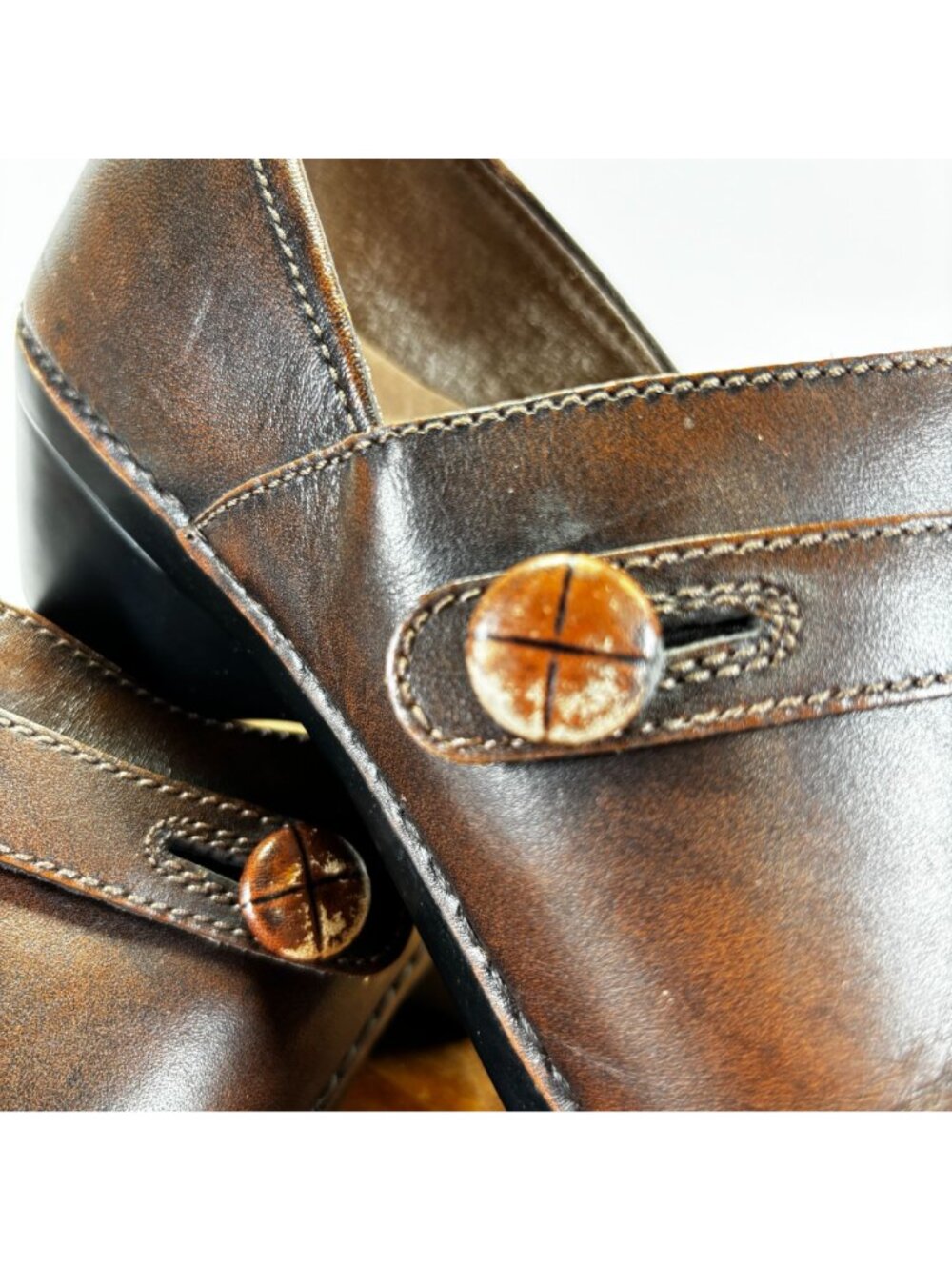 Dansko Womens Size 10 Solstice Button Strap Clog Burnished Brown Leather EU 42 - Picture 10 of 12